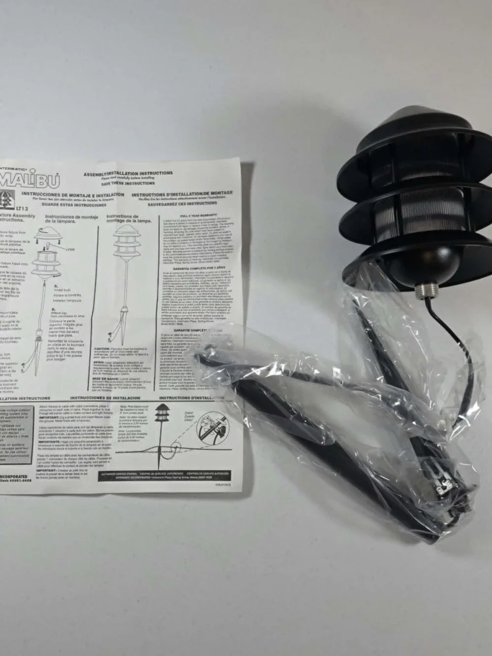 MALIBU INTERMATIC LOW VOLTAGE LANDSCAPE LIGHT LT13 BLACK METAL NO BULB NEW